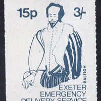 Great Britain 1971 Exeter Emergency Delivery Service 15p-3s label depicting Raleigh unmounted mint