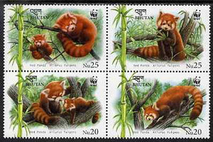 Bhutan 2009 WWF - Red Panda perf set of 4 in se-tenant block unmounted mint