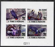 St Thomas & Prince Islands 2009 WWF - Parrots imperf de-luxe sheetlet containing 4 values on thin card