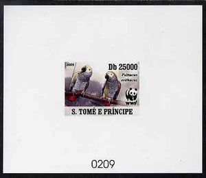 St Thomas & Prince Islands 2009 WWF - Parrots #3 imperf de-luxe sheet on thin card