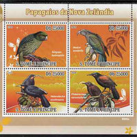 St Thomas & Prince Islands 2009 Parrots of New Zealand perf sheetlet containing 4 values unmounted mint