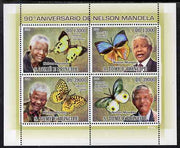 St Thomas & Prince Islands 2009 90th Birthday of Nelson Mandela & Butterflies perf sheetlet containing 4 values unmounted mint