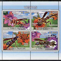 St Thomas & Prince Islands 2009 Bees & Flowers perf sheetlet containing 4 values unmounted mint