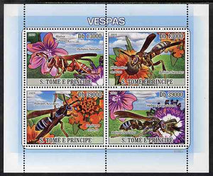 St Thomas & Prince Islands 2009 Bees & Flowers perf sheetlet containing 4 values unmounted mint