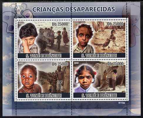 St Thomas & Prince Islands 2009 Missing Children perf sheetlet containing 4 values unmounted mint