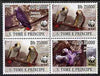 St Thomas & Prince Islands 2009 WWF - Parrots perf se-tenant block of 4 unmounted mint