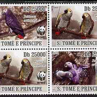 St Thomas & Prince Islands 2009 WWF - Parrots perf se-tenant block of 4 unmounted mint