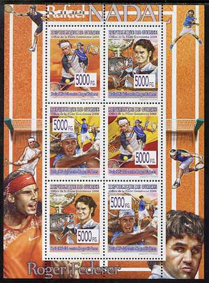 Guinea - Conakry 2008 Tennis - Federer & Nadal perf sheetlet containing 6 values unmounted mint, Michel 5622-27