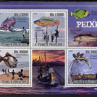 St Thomas & Prince Islands 2009 Fish & Fishing perf sheetlet containing 4 values unmounted mint