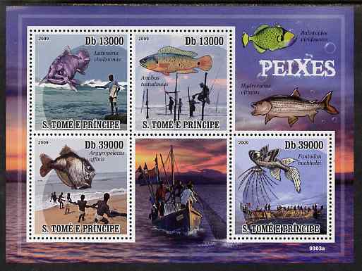 St Thomas & Prince Islands 2009 Fish & Fishing perf sheetlet containing 4 values unmounted mint