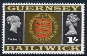 Guernsey 1969-70 9d Arms of Guernsey,& Queen Victoria unmounted mint, SG 22