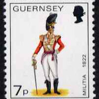 Guernsey 1974-78 Officer, East Regiment 7p from Militia Uniforms def set unmounted mint, SG 107a