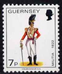 Guernsey 1974-78 Officer, East Regiment 7p from Militia Uniforms def set unmounted mint, SG 107a