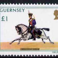 Guernsey 1974-78 Cavalry Trooper, Light Dragoons £1 from Militia Uniforms def set unmounted mint, SG 113