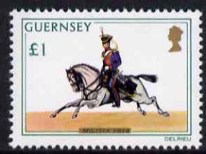 Guernsey 1974-78 Cavalry Trooper, Light Dragoons £1 from Militia Uniforms def set unmounted mint, SG 113