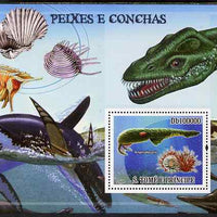 St Thomas & Prince Islands 2009 Pre-historic Fish & Shells perf s/sheet unmounted mint