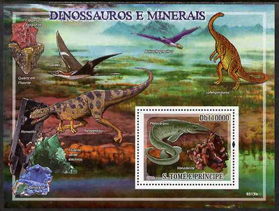 St Thomas & Prince Islands 2009 Dinosaurs & Minerals perf s/sheet unmounted mint