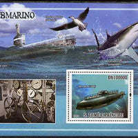 St Thomas & Prince Islands 2009 Submarines & Sharks perf sheetlet containing 4 values unmounted mint