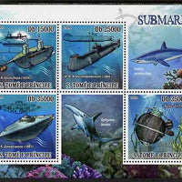 St Thomas & Prince Islands 2009 Submarines & Sharks perf s/sheet unmounted mint