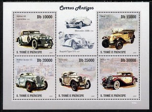 St Thomas & Prince Islands 2009 Early Cars perf sheetlet containing 5 values unmounted mint