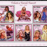 St Thomas & Prince Islands 2009 Famous Actresses - Farrah Fawcett perf sheetlet containing 5 values unmounted mint