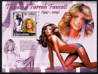 St Thomas & Prince Islands 2009 Famous Actresses - Farrah Fawcett perf s/sheet unmounted mint