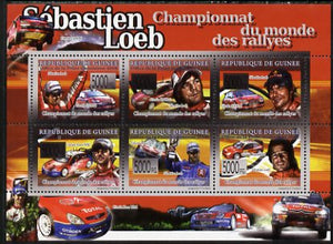 Guinea - Conakry 2009 Sebastian Leob - World Rally Champion perf sheetlet containing 6 values unmounted mint