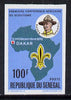 Senegal 1970 Scouting Conference 100f (Baden-Powell, Badge & Map) imperf proof from limited printing, SG 442*