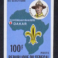 Senegal 1970 Scouting Conference 100f (Baden-Powell, Badge & Map) imperf proof from limited printing, SG 442*