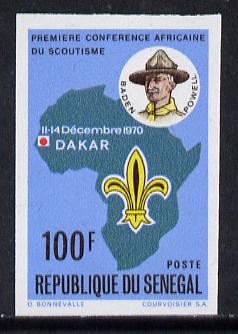 Senegal 1970 Scouting Conference 100f (Baden-Powell, Badge & Map) imperf proof from limited printing, SG 442*