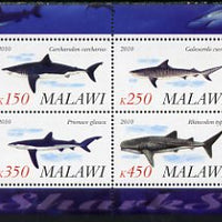 Malawi 2010 Sharks perf sheetlet containing 4 values unmounted mint