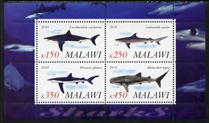 Malawi 2010 Sharks perf sheetlet containing 4 values unmounted mint