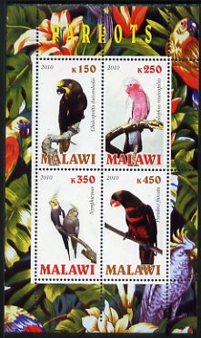 Malawi 2010 Parrots perf sheetlet containing 4 values unmounted mint