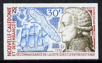 New Caledonia 1974 Discovery 30f (Entrecasteaux, Ship & Map) imperf proof from limited printing, SG 542*