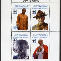 Kyrgyzstan 2000 Influences of the 20th Century sheetlet containing 4 values (Mandela, Baden Powel, Einstein & Pope) unmounted mint