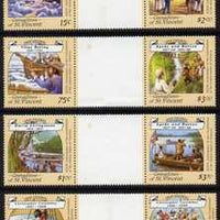 St Vincent - Grenadines 1988 Explorers set of 8 in 4 se-tenant inter-paneau gutter pairs (folded through gutters and minor wrinkles but very scarce in this unissued form) unmounted mint as SG 564-71.