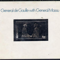 Nagaland 1979 De Gaulle with General Massu 5ch value embossed in silver on deluxe card