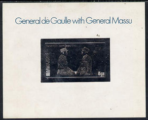 Nagaland 1979 De Gaulle with General Massu 5ch value embossed in silver on deluxe card