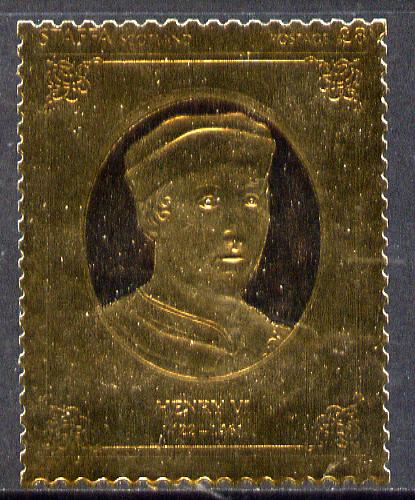 Staffa 1977 Monarchs £8 Henry VI embossed in 23k gold foil (Rosen #482) unmounted mint