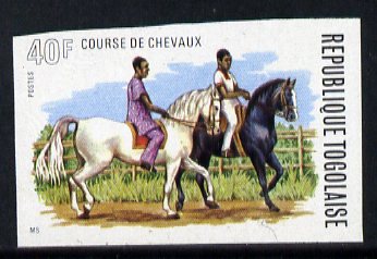 Togo 1974 Exercising Horses 40f unmounted mint IMPERF from Horse Racing set of 4, as SG 1029