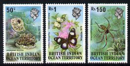 British Indian Ocean Territory 1973 Wildlife 1st Series set of three unmounted mint, SG 53-55