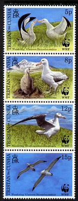 Tristan da Cunha 1999 WWF - Wandering Albatros vertical perf strip of 4 unmounted mint SG 651a