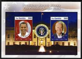 Gambia 2009 Inauguration of Pres Obama perf m/sheet (Pres Obama and Vice Pres Joseph Biden) unmounted mint, SG MS5243