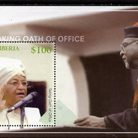 Liberia 2007 Election of President Ellen Johnson Sirleaf perf m/sheet (Taking oath of Office) unmounted mint