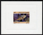 Mauritania 1986 Red Seabream 4um imperf deluxe sheet in issued colours on glazed sunken card unmounted mint Michel 899, as SG874