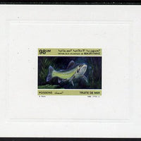 Mauritania 1986 Sea Trout 98um imperf deluxe sheet in issued colours on glazed sunken card unmounted mint Michel 900, as SG877