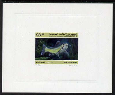 Mauritania 1986 Sea Trout 98um imperf deluxe sheet in issued colours on glazed sunken card unmounted mint Michel 900, as SG877