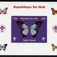 Mali 2010 Butterflies & Scouts individual imperf deluxe sheet #2 unmounted mint. Note this item is privately produced and is offered purely on its thematic appeal