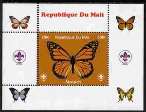 Mali 2010 Butterflies & Scouts individual perf deluxe sheet #1 with double perforations at left unmounted mint. Note this item is privately produced and is offered purely on its thematic appeal