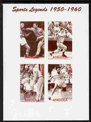 Angola 2000 Sports Legends 1950-1960 imperf sheetlet containing 4 values (Boxing, Baseball, Golf & Tennis) unmounted mint. Note this item is privately produced and is offered purely on its thematic appeal